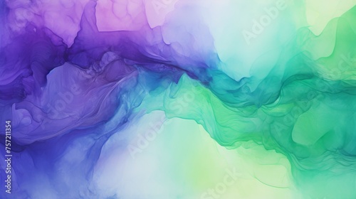 Abstract ombre watercolor background with Deep purple  Electric blue  Neon green