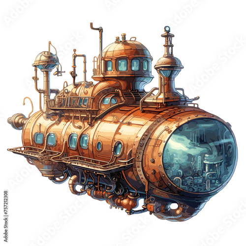 Steampunk U-Boot Illustration isoliert auf transparentem Hintergrund