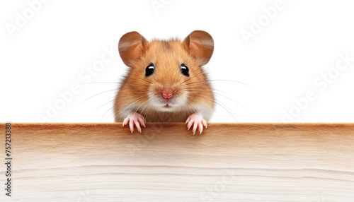 hamster with wood wall isolated on transparent background cutout