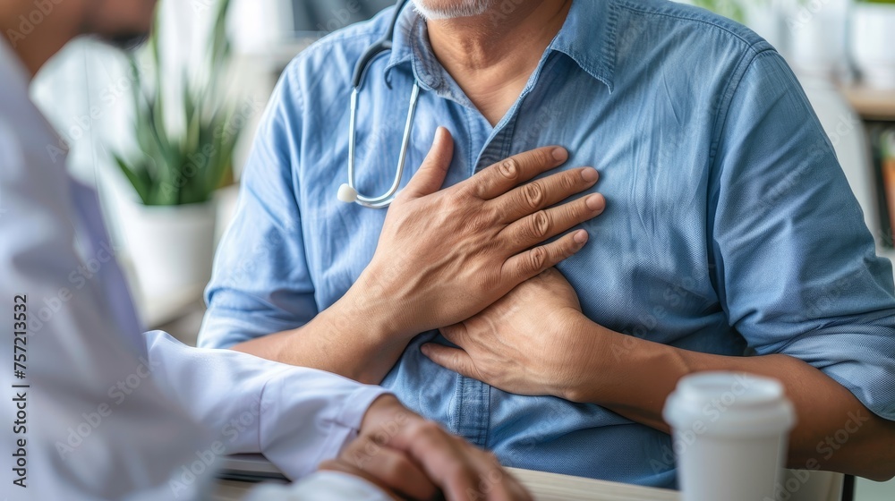 Diseases of the lung in the picture in the hands of a doctor, heart disease patient, a chest pain to his doctor Diseases of the lung in the picture in the hands of a doctor, heart disease patient, a chest pain to his doctor