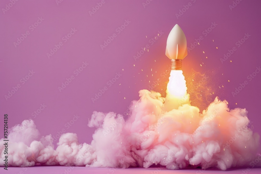 Rocket taking off, business and startup concept.