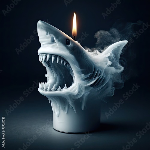 shark comes out formed from candle smoke - version 2 photo