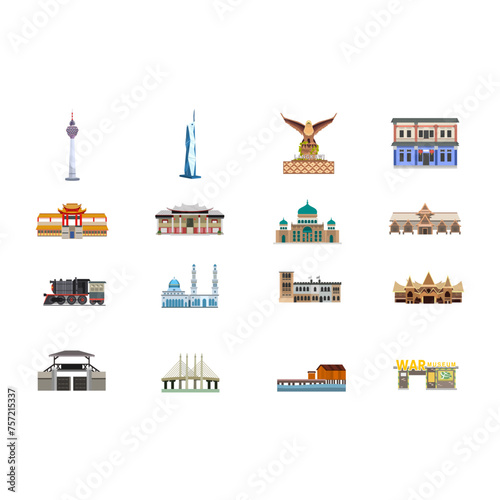 Malaysia Famous Landmark Vector Sets 