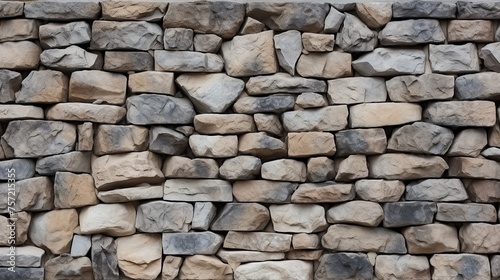 Uneven stone wall as background  gray color pattern of original stone wall surface decorative modern style design