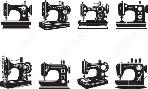 Sewing Machine Silhouettes EPS Sewing Machine Vector Sewing Machine Clipart	
