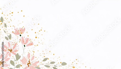 Floral background with watercolor hand drawn flowers and leaves.