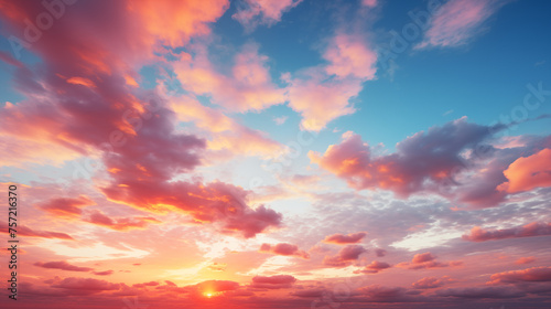 sunset sky with clouds background © Pakhnyushchyy