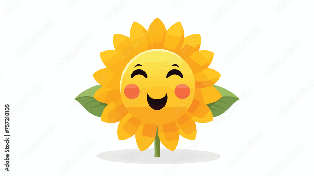 A seasonal flat icon of a sunflower with a smiling