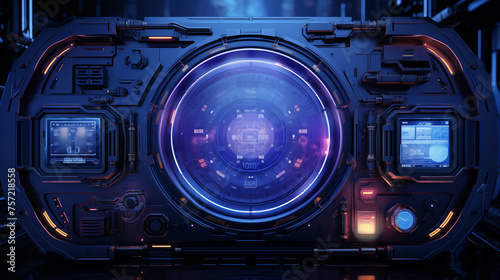 Futuristic sci-fi device with neon lights ai generated image background