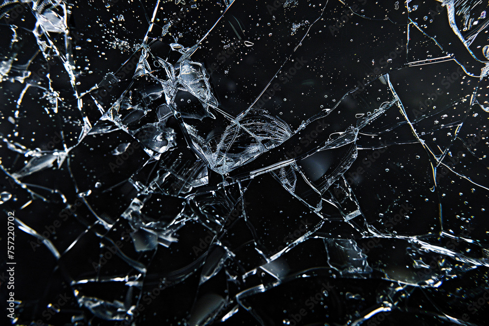 Broken glass texture, shattered splashing glass 3D rendering - obrazy, fototapety, plakaty 
