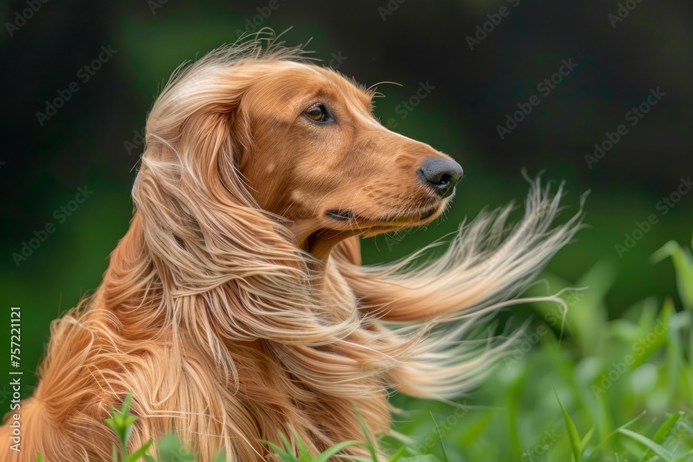 Majestic Saluki Dog Profile with Flowing Fur in Natural Outdoor Setting, Elegance and Grace Captured in High Resolution Majestic Saluki Dog Profile with Flowing Fur in Natural Outdoor Setting, Elegance and Grace Captured in High Resolution