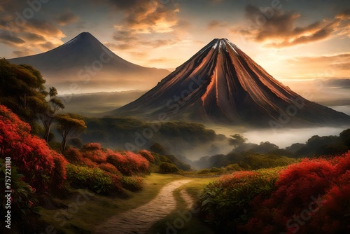 mountain in autumn generated by AI technology 