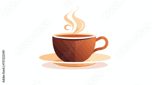 A stylish flat icon of a coffee cup with steam repr