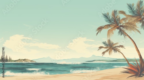 Vintage style tropical beach and summer background