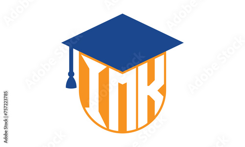 IMK initial letter academic logo design vector template. school college logo, university logo, graduation cap logo, institute logo, educational logo, library logo, teaching logo, book shop, varsity	
