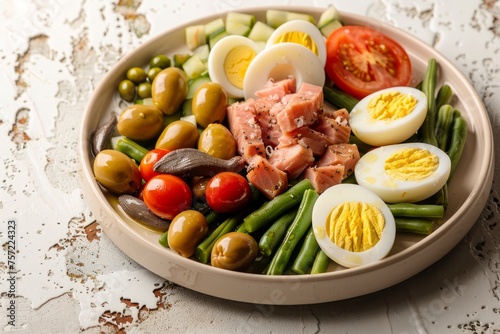 Gourmet French Salade Niçoise with Anchovies and Olives © Ilia Nesolenyi