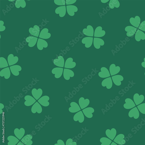 Seamless pattern with green shamrocks. Festive print for St. Patrick holiday