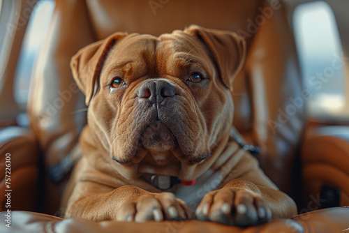 Confident Boxer Dog in Car Looking Forward © MyPixelArtStudios