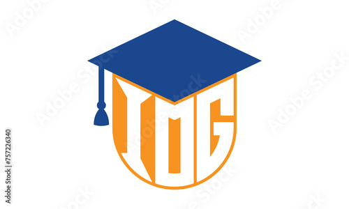 IOG initial letter academic logo design vector template. school college logo, university logo, graduation cap logo, institute logo, educational logo, library logo, teaching logo, book shop, varsity	
 photo