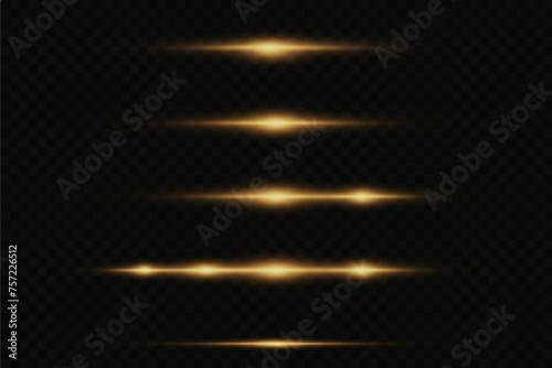 Flashes and glare. Glowing stripes on a transparent background. Light rays of neon flare. Bright glowing lines.