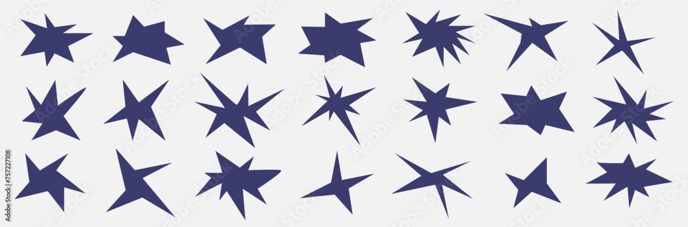 Set of explosion star shape in in retro flat style. Acute flash form. Black bursting star. Vector illustration Set of explosion star shape in in retro flat style. Acute flash form. Black bursting star. Vector illustration