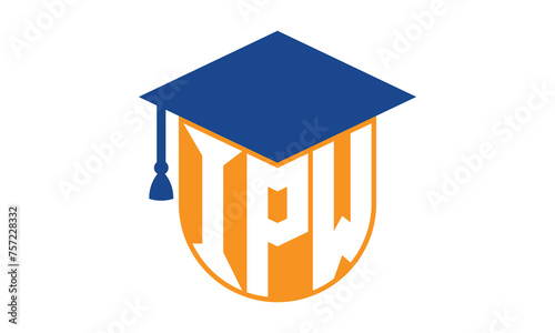 IPW initial letter academic logo design vector template. school college logo, university logo, graduation cap logo, institute logo, educational logo, library logo, teaching logo, book shop, varsity	
 photo