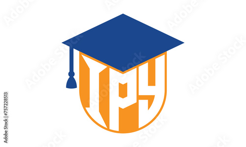 IPY initial letter academic logo design vector template. school college logo, university logo, graduation cap logo, institute logo, educational logo, library logo, teaching logo, book shop, varsity	
 photo