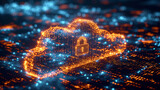 Cloud Storage Security Padlock Digital Effect Concept Art