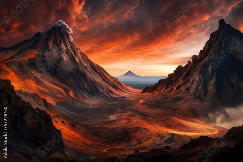 sunset over the mountains generated by AI technology 