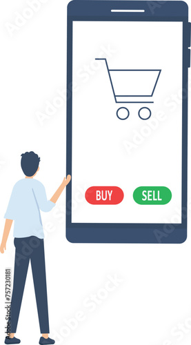 Buy or sell in stock market and crypto currency trading, investment decision, wealth management or financial concept