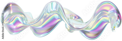 Holographic Pearl wave shape isolated on transparent background