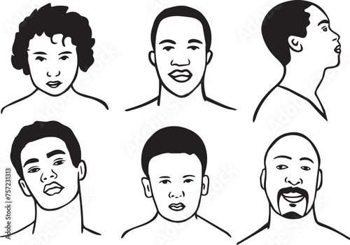 set of faces of people of all ages male expressions
