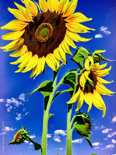 SunFlower on deep blue sky