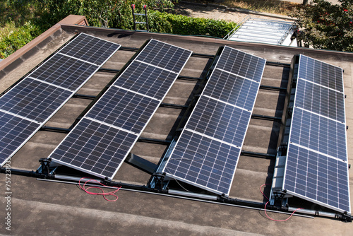 Solar panels soaking up the sun on a rooftop