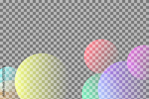 Rainbow bubbles on a transparent background.