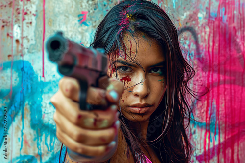 Kampf ums Überleben: Entschlossene südamerikanische Frau kämpft mutig mit Pistole