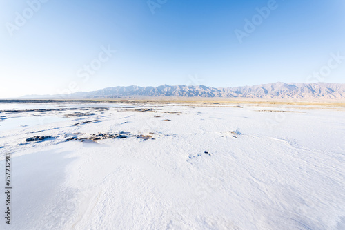 Emerald Lake in Lenghu Town, Haixi, Qinghai Province at dusk photo