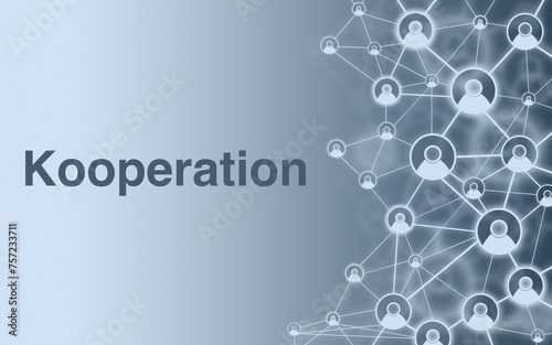 Kooperation - Illustration mit vernetzten Personen, Zusammenarbeiten, Zusammenwirken, Organisation, Gesellschaft, Gemeinschaft 