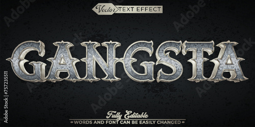Silver Gangsta Vector Editable Text Effect Template