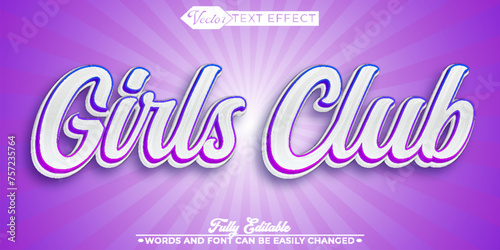 Girls Club Vector Editable Text Effect Template