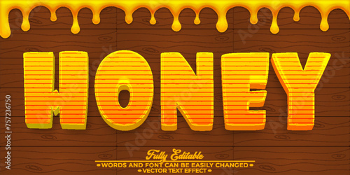 Cartoon Honey Vector Editable Text Effect Template