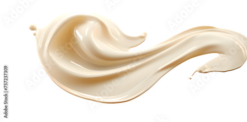 White pure cream or serum bottle mock up with cosmetic cream fluid splash isolated on transparent background