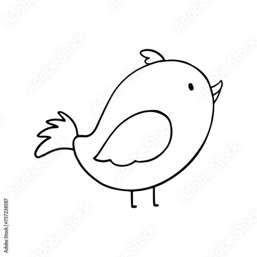 Cute bird outline cartoon illustration isolated on white background. animal illustration for kids coloring book.