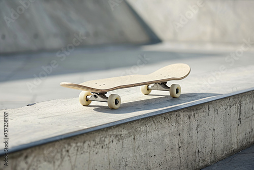 Skateboard in urban environment. Monochromatic photography. Street sports and youth culture concept for design and print