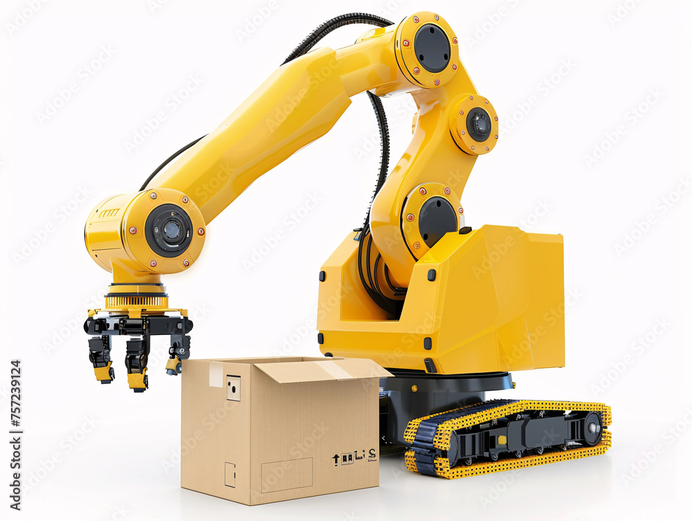 ai Artificial intelligence robot arm to take delivery boxes
