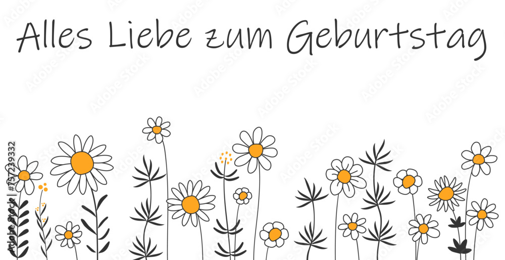 Alles Liebe zum Geburtstag deutscher Text. Geburtstagskarte mit