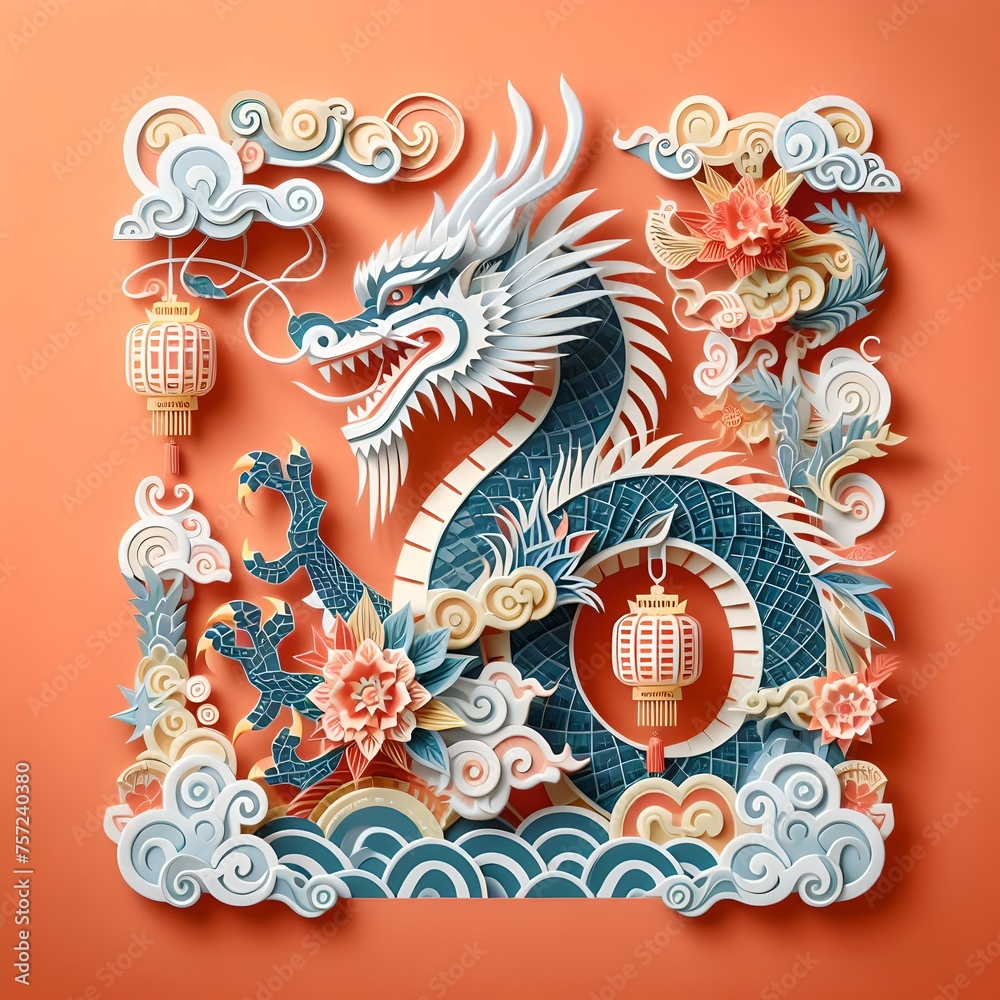 Traditional Chinese Paper Cut Dragon: