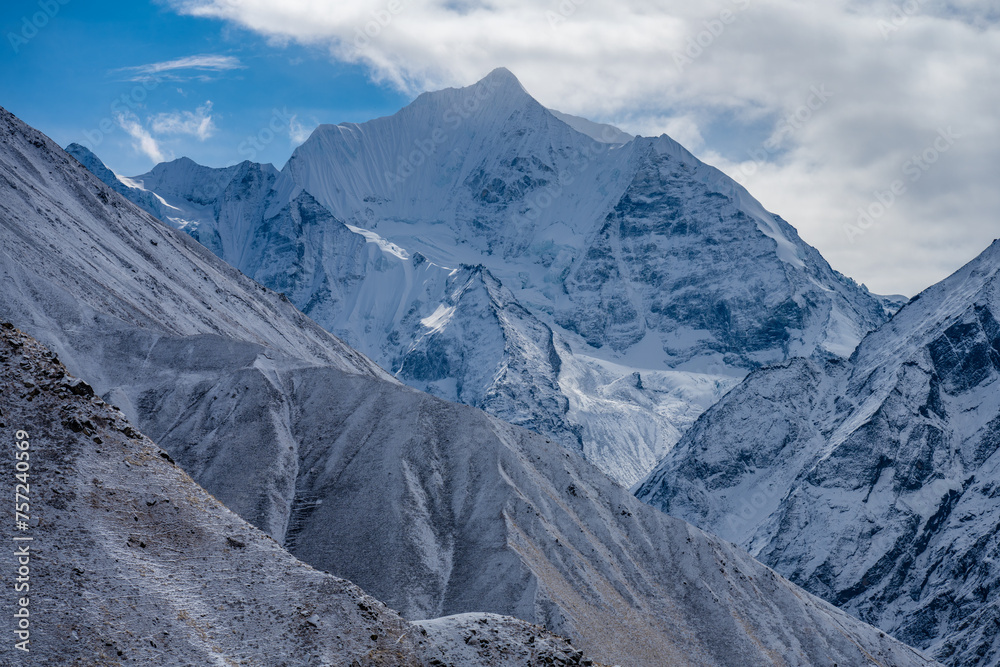 Snowy Peaks of the Himalayas on the Trail to Kyanjin Ri, Langtang Region, Nepal