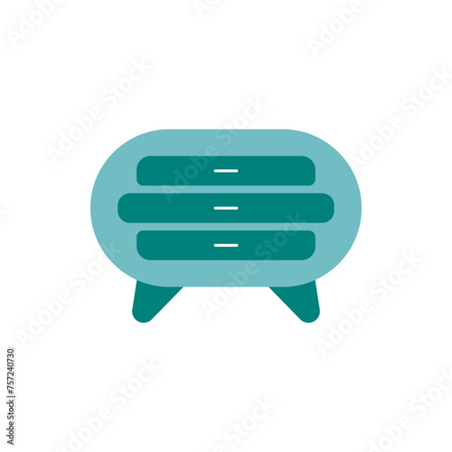 Bedside table vector icon. A cozy bedside table. A colorful bedside table in a simple cute style. Room table top. Place by the bed for things. Home cozy furniture.