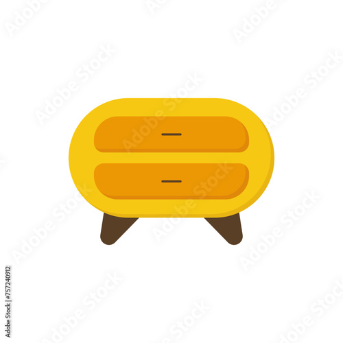Bedside table vector icon. A cozy bedside table. A colorful bedside table in a simple cute style. Room table top. Place by the bed for things. Home cozy furniture.